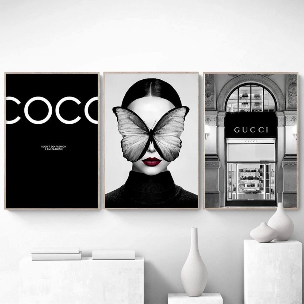 Set 3 Coco Chanel Celine Dior Fashion couture prints glam luxury wall art - Picture 6 of 6